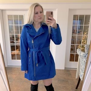 Michael Kors zip up trench coat with gold trim